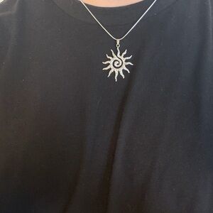Affliction Silver Spiral Sun Necklace